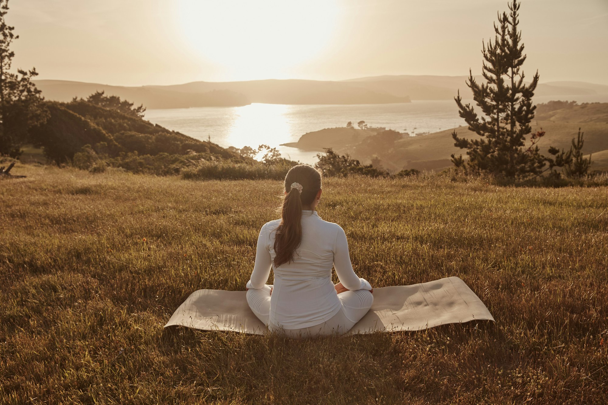 Yoga on Tower Hill overlooking Tomales Bay