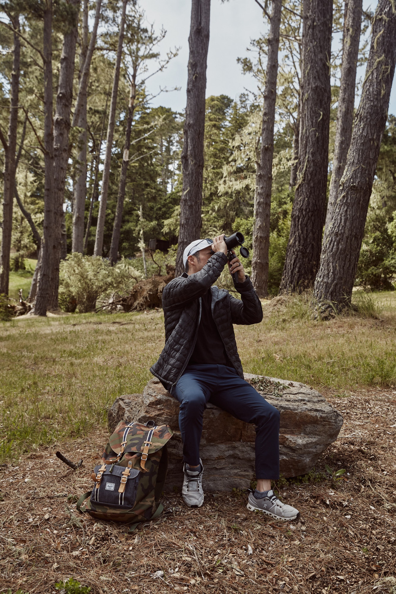 Man bird watching at Marconi Park